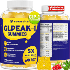 Yooaseital GLP-1 bottle front view for convenient metabolic support routine.