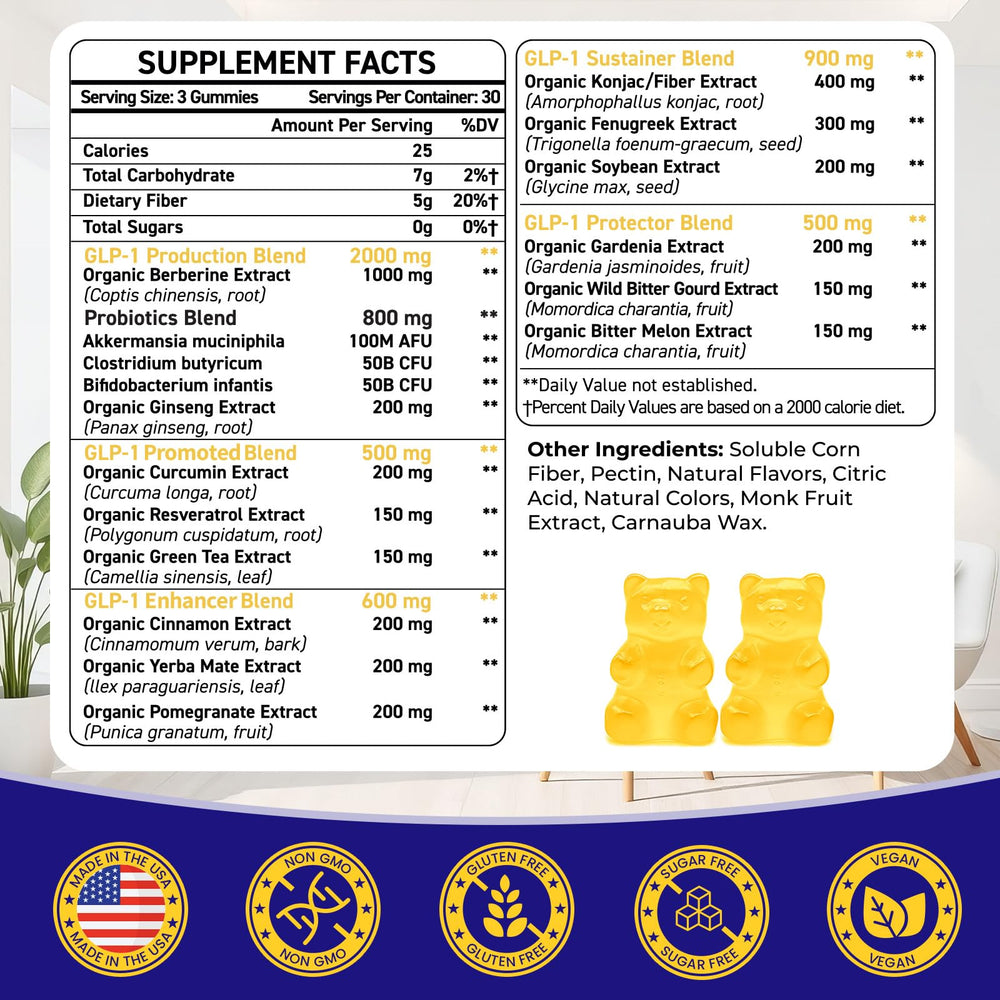Yooaseital GLP-1 gummies closeup grapefruit flavor supporting digestive comfort and energy.