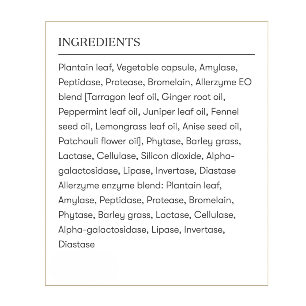 Product shot emphasizing vegetarian-friendly Allerzyme formula