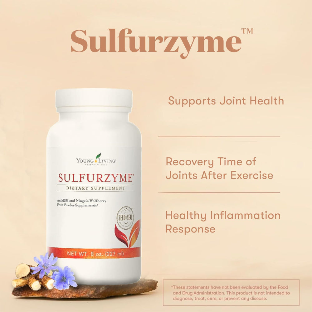 Packaging of Young Living Sulfurzyme Powder 8 oz