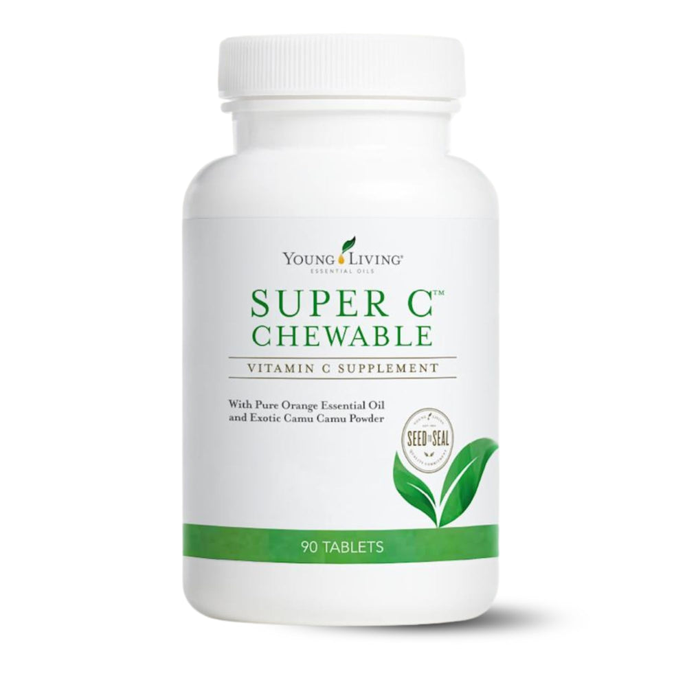 Front label of Young Living Super C Chewable Tablets 90ct