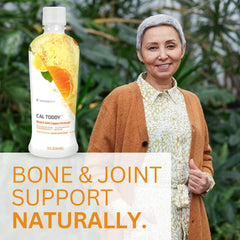 Bottle highlighting calcium, magnesium, D3, and trace minerals