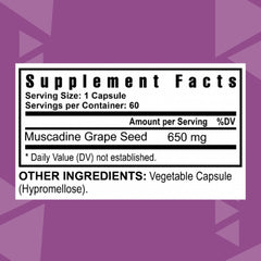 Label close-up showing 650 mg and 60 servings
