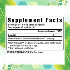Close-up of bottle label showing 77+ minerals and 19,000 mg plant solids