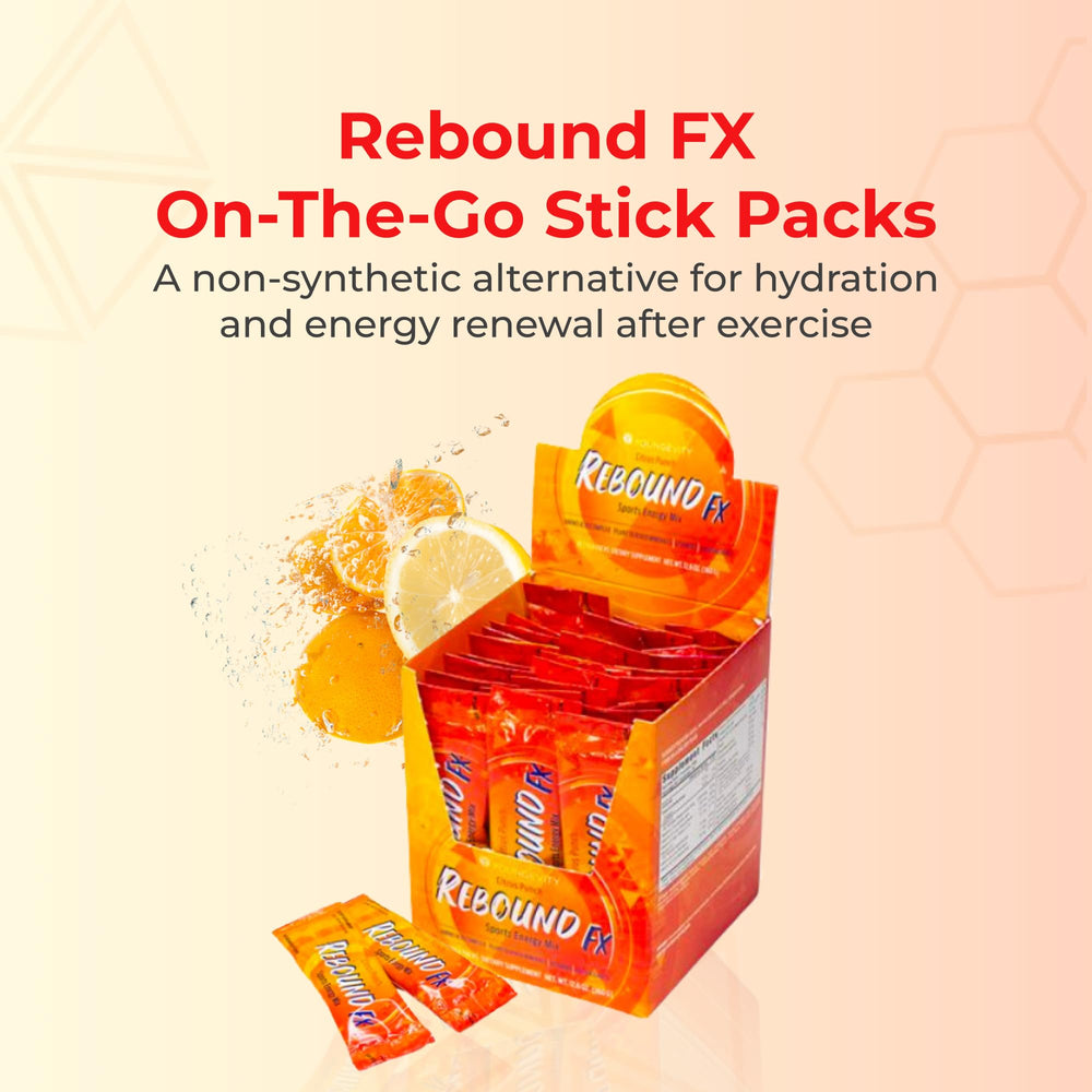 Close-up of packaging for Youngevity Rebound FX Citrus Punch 30-count