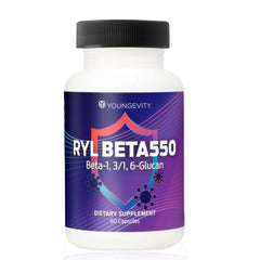 Front view of Youngevity RYL Beta550 Beta 1,3/1,6-Glucan Immune Support bottle