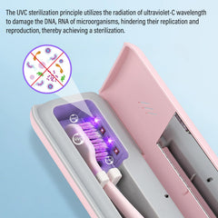 Open pink case showing interior and toothbrush compatibility