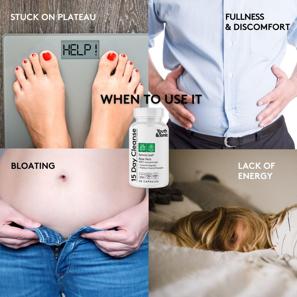 Youth & Tonic 15 Day Colon Cleanser bottle showing gut comfort potential.