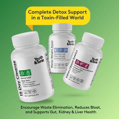Packaging and bottle label showing multi-organ detox benefits
