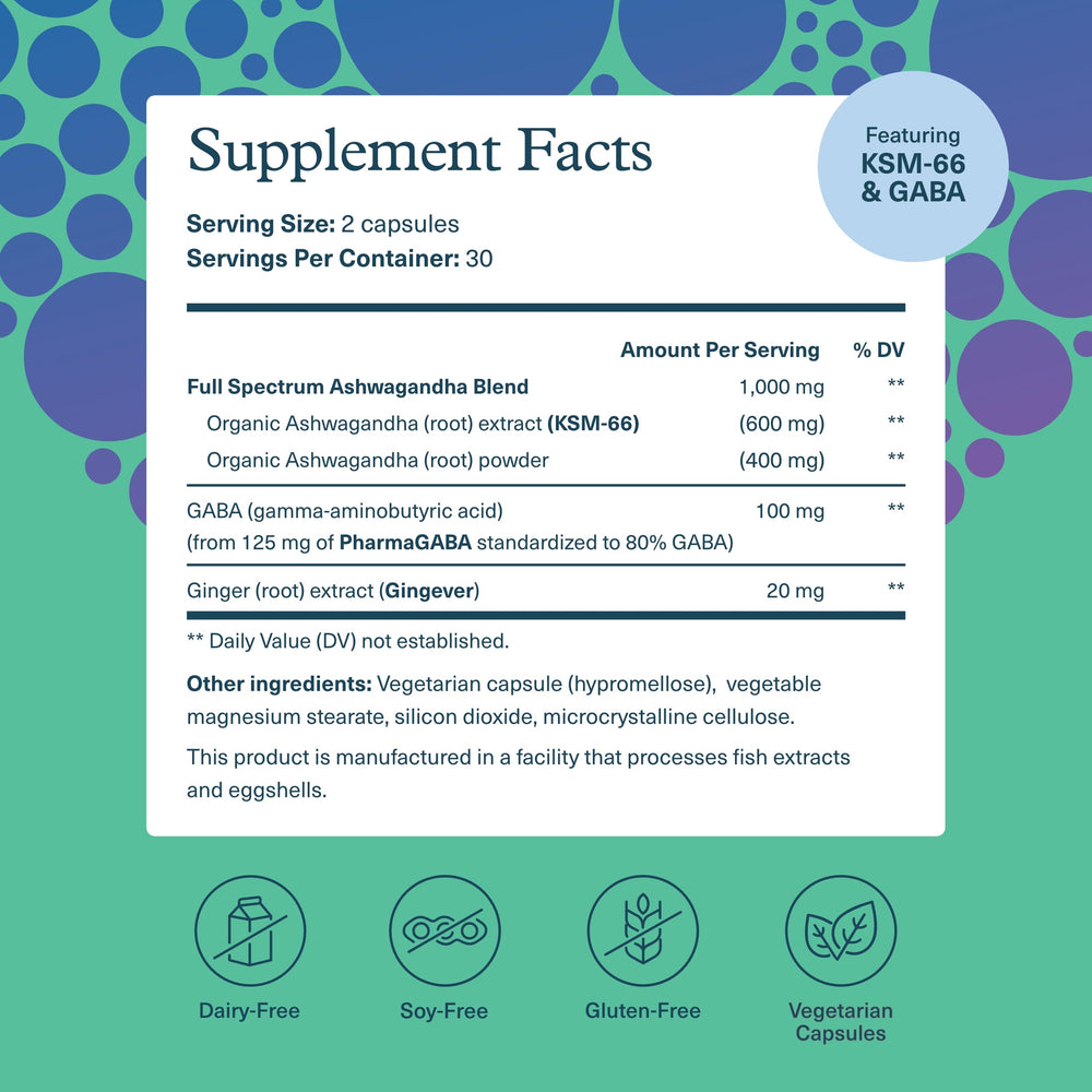 Close-up of Youtheory Ashwagandha + GABA capsules