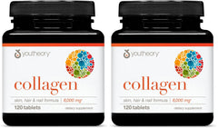 Youtheory Advanced Collagen bottle with 6,000 mg and vitamin C for hair and skin