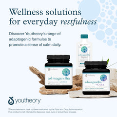 Premium packaging and Youtheory branding convey trusted herbal wellness.