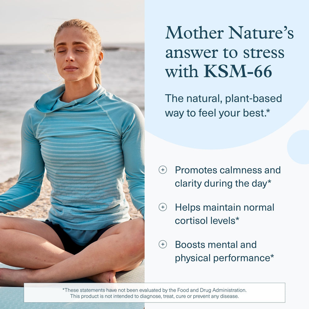 Organic KSM-66 Ashwagandha and ginger ingredients on label