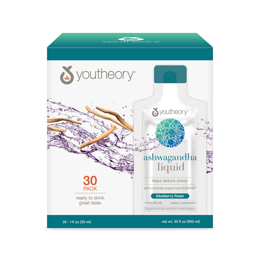 Youtheory Ashwagandha Liquid 30 Pack bottle front view