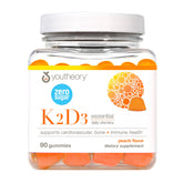 Youtheory K2D3 Sugar-Free Gummy 120ct bottle with peach flavor