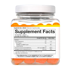 Close-up of peach-flavored sugar-free gummies