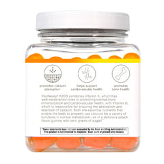 Youtheory K2D3 bottle nutrition label highlighting K2 and D3