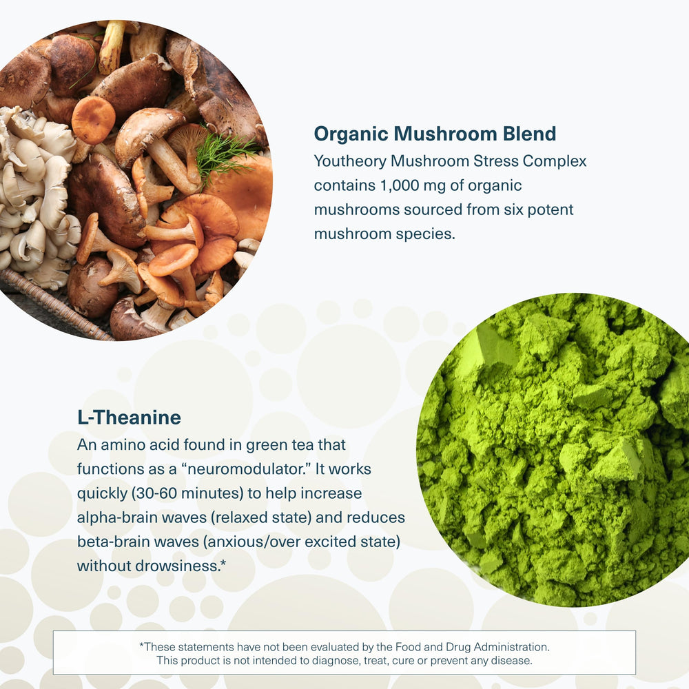 Nutrition facts panel for Mushroom Stress Complex