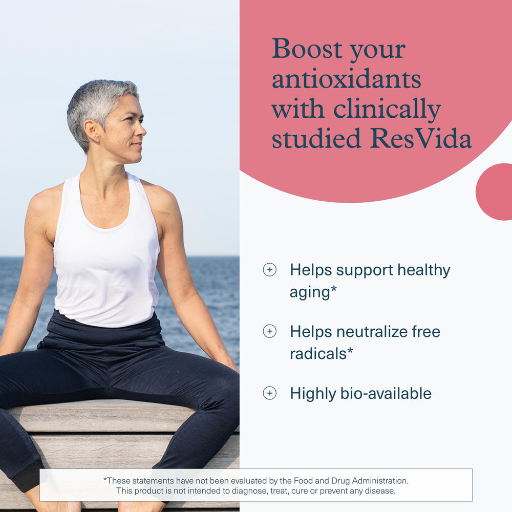 Label showing 100 mg ResVida trans-resveratrol per serving