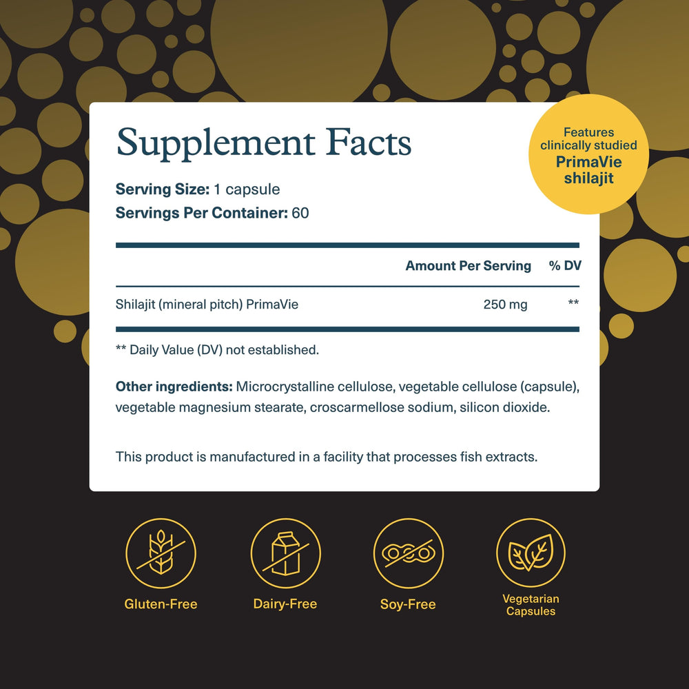 Close-up of Youtheory Shilajit 250 mg capsules