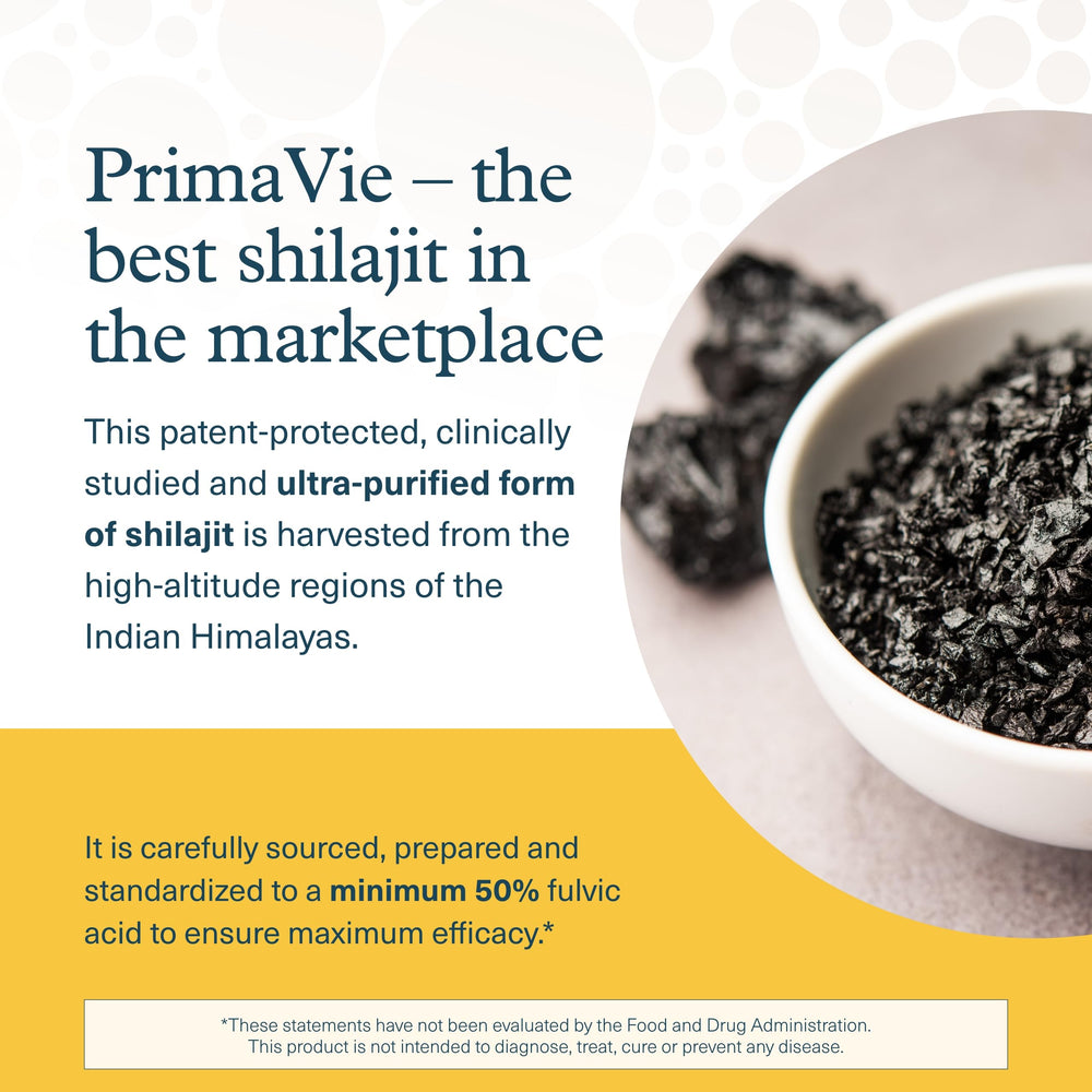 Shilajit supplement bottle showing nutrition panel