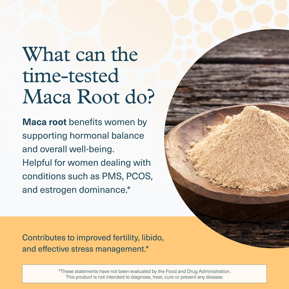 Ingredients panel for Youtheory Women's Maca Root