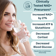YOUTHWATER NAD+ electrolyte powder dissolving into a refreshing glass of drink