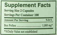 Y.S. ECO Bee Farms Bee Pollen bottle - back label
