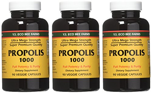 Capsules of YS Eco Bee Farms Propolis 1000 - 90 Caps Pack of 3