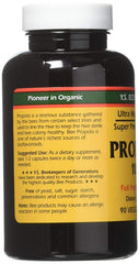 Close-up of propolis capsules (1000 mg) in bottle