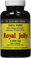 YS Eco Bee Farms Royal Jelly 2,000 mg bottle — 75 capsules, 2-pack