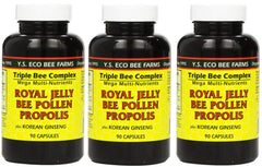 Y.S. Eco Bee Farms Royal Jelly 3 Pack bottle, 90 capsules