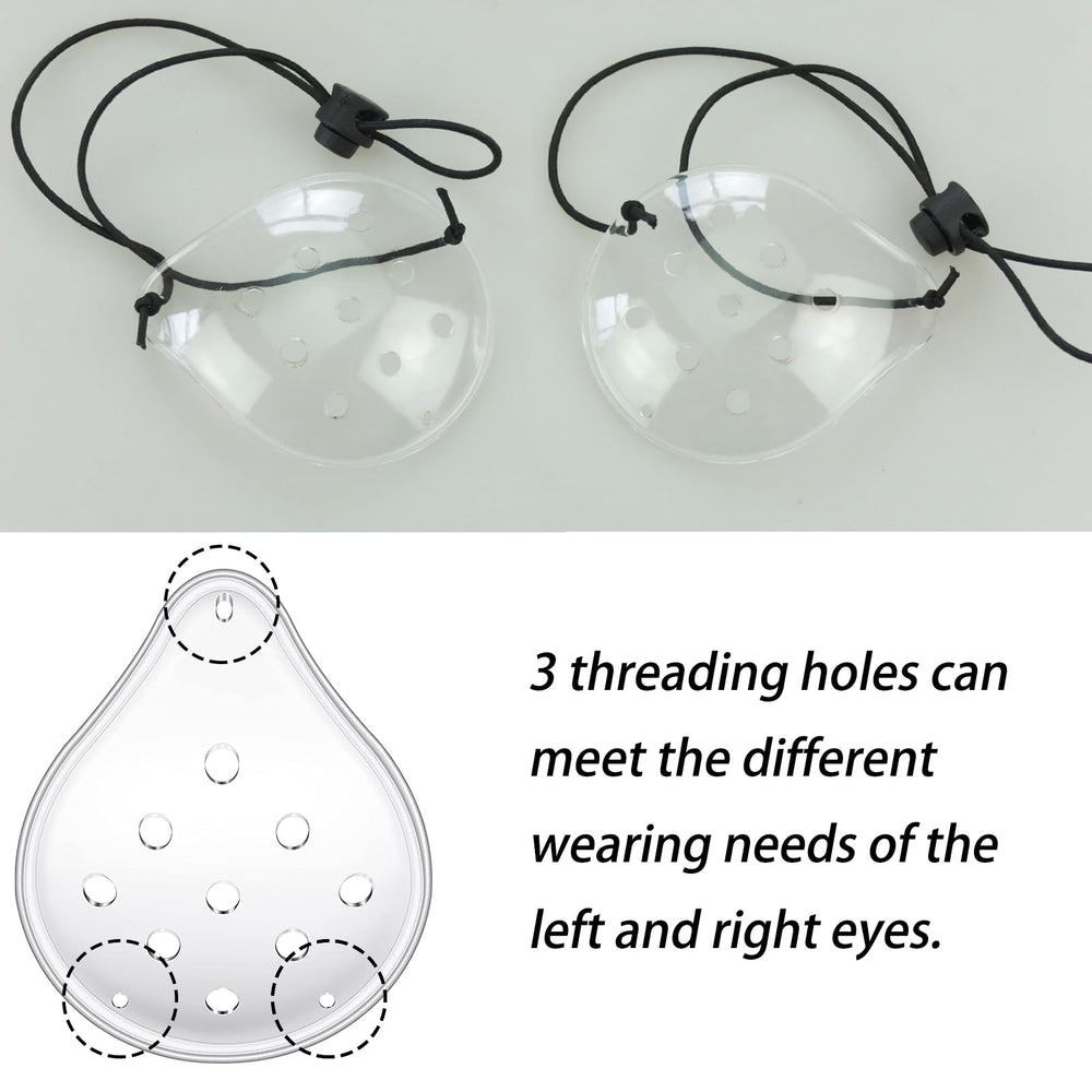 Elastic rope with adjustable buckle attached to eye shield