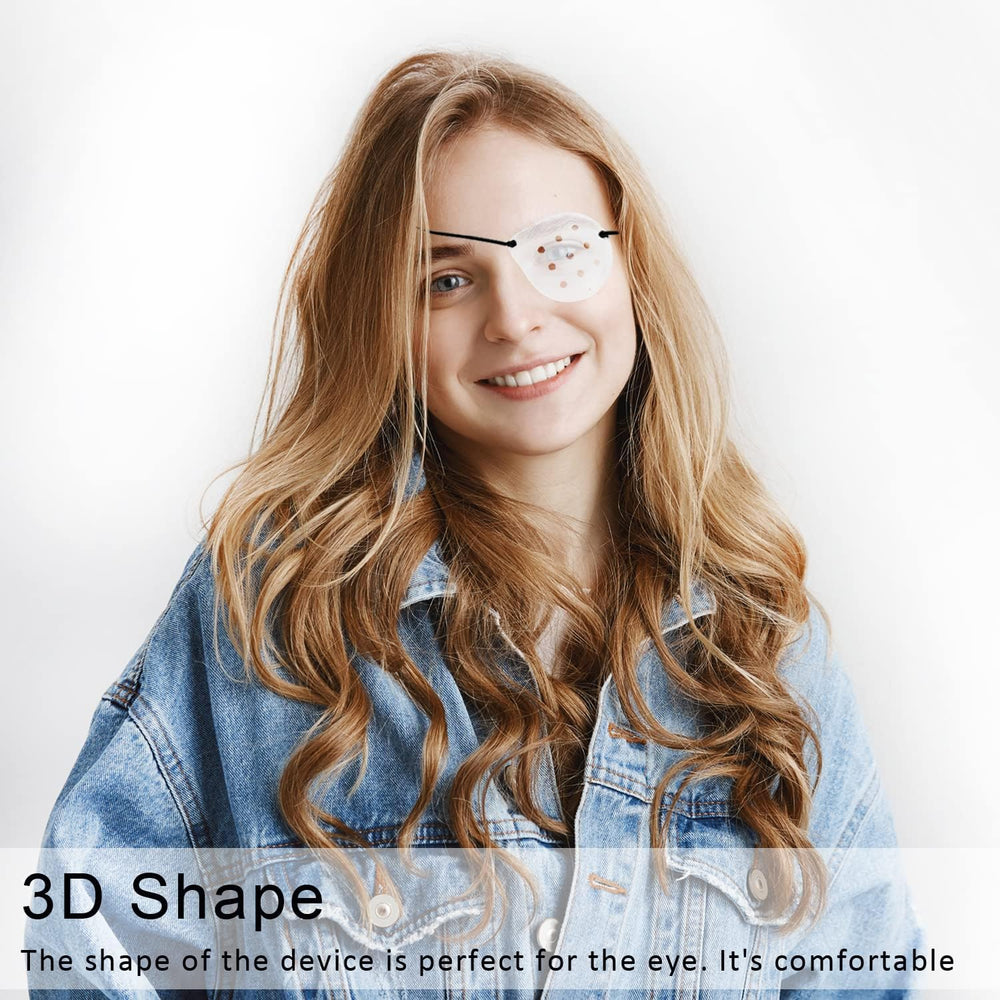 Eye shield showing transparent plastic material and size