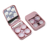 Two yueton pink butterfly contact lens cases for travel and home