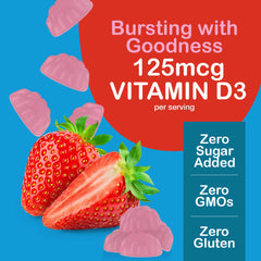 Side view of Yum-Vs Vitamin D3 Gummies bottle