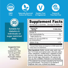 Nutrition ingredients panel for Yum-Vs D3 Gummies
