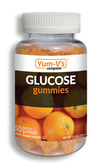 Bottle of YUM-V'S Glucose Gummies orange flavor – gluten free, vegan, non-GMO, 60 gummies