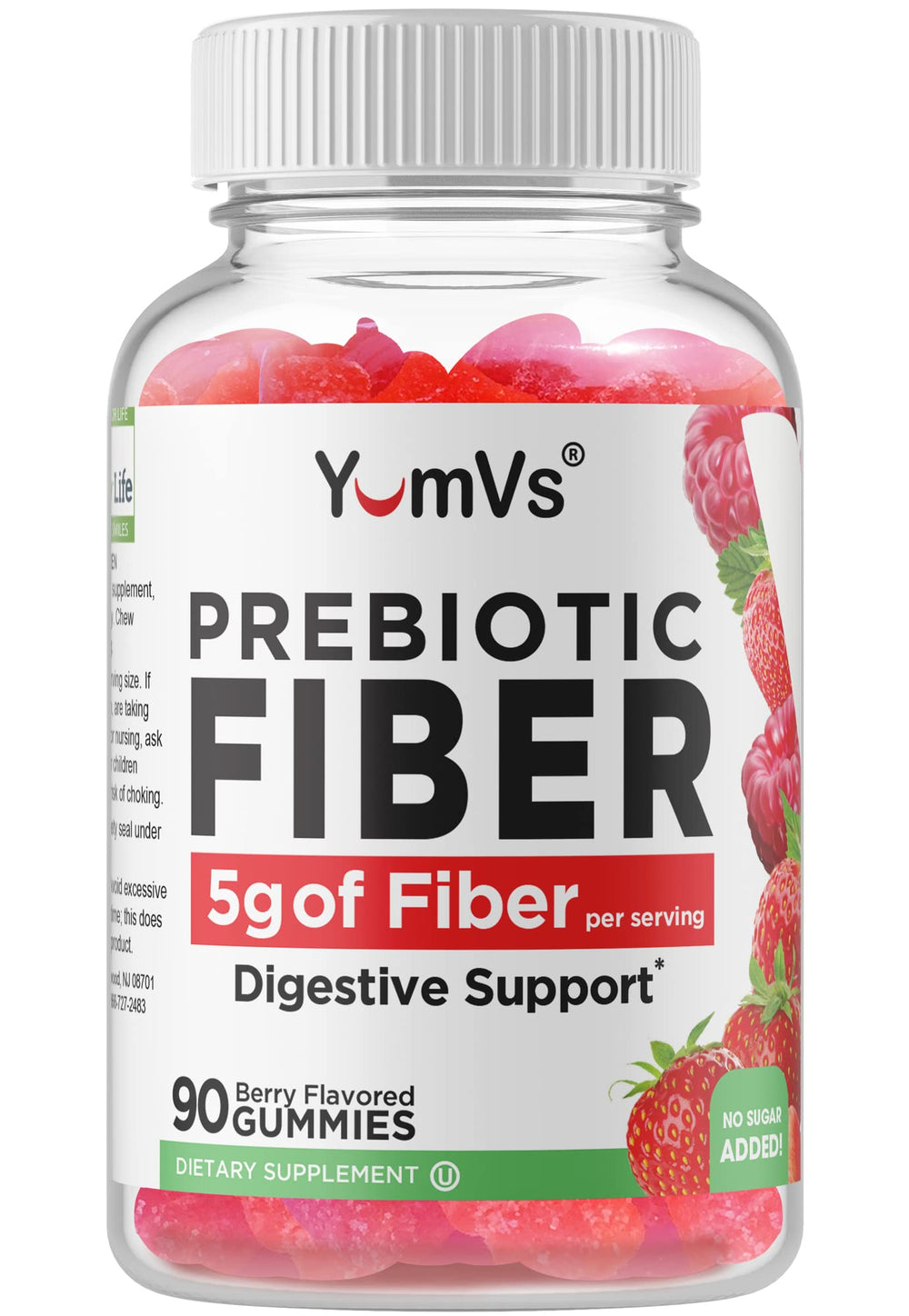 Yum-Vs Prebiotic Fiber Gummies bottle with 90 count