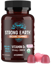 Bottle of YUM-V'S Strong Earth Organic Vitamin D3 Gummies with label visible