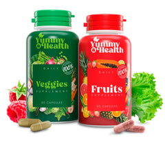 Yummy & Health fruits & veggies capsules bottle for convenient daily nutrition and fiber support.