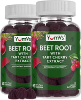 YUM-V'S Beet Root Gummies Berry Flavor bottle label — pack of two (60 gummies per bottle)