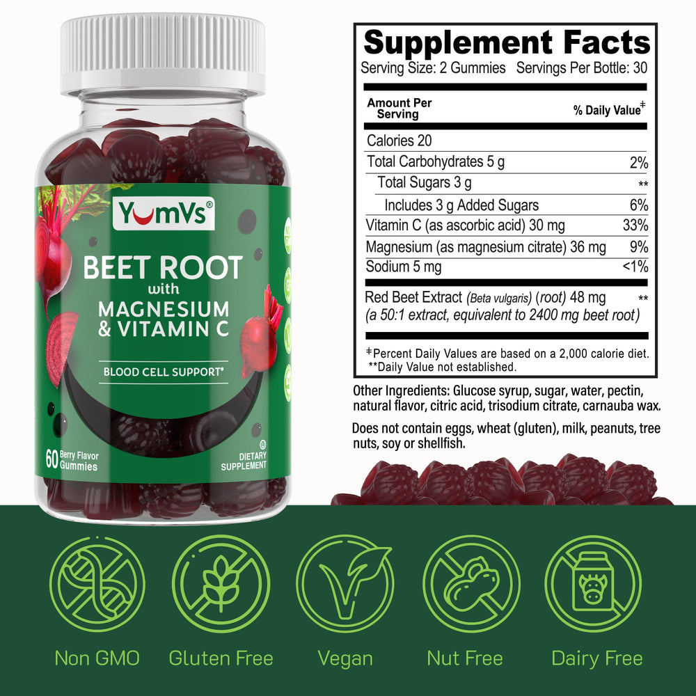 60-count YumVs Beet Root Gummies packaging