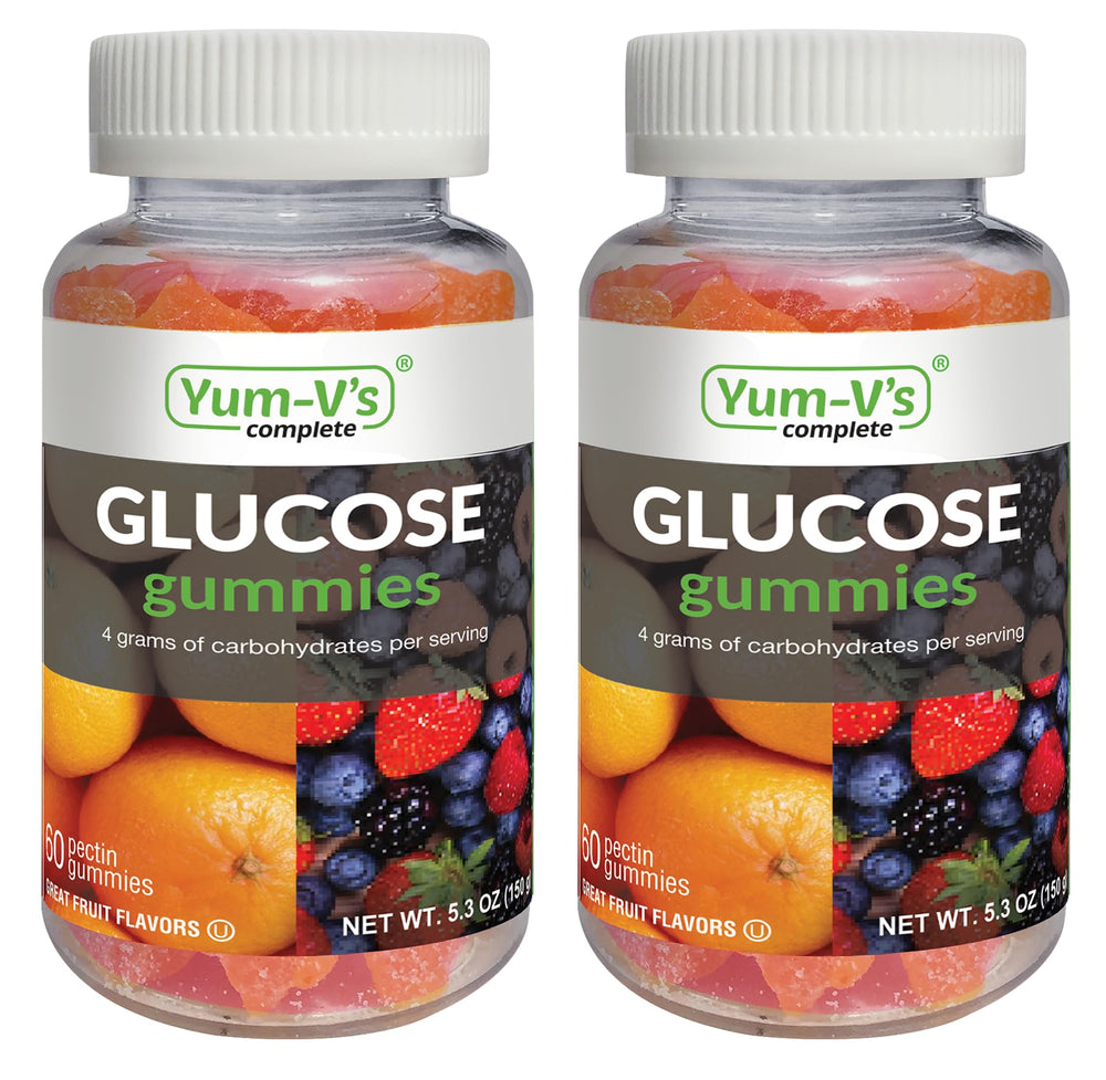YUM-V'S Glucose Gummies bottle and label with orange & berry flavor (Pack of 2)