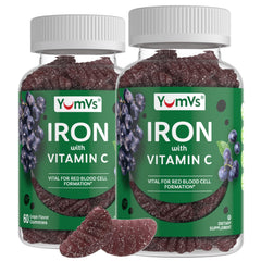 Front view of YUM-V'S Iron Gummies Grapes flavor pack20 (60-count bottles)