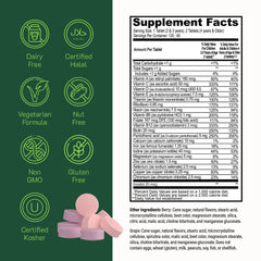 Nutrition and ingredient label area on YumVs bottle