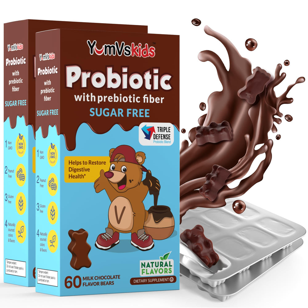 YUM-V'S Kids Probiotic & Prebiotic Chocolate Chewables 60-Count 2-Pack – hero image