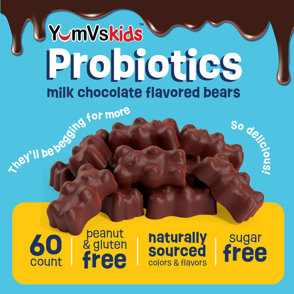 Close-up of YUM-V'S probiotic chocolate bears