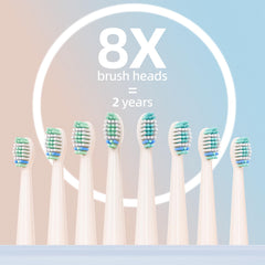 Eight DuPont brush heads included with YUNCHI toothbrush