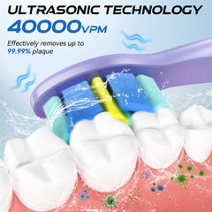 Back view of YUNCHI purple electric toothbrush